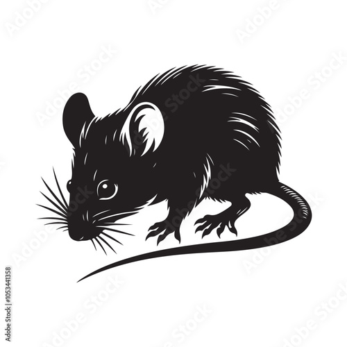 Vector Design of Isolated Mouse Silhouette on White Background.