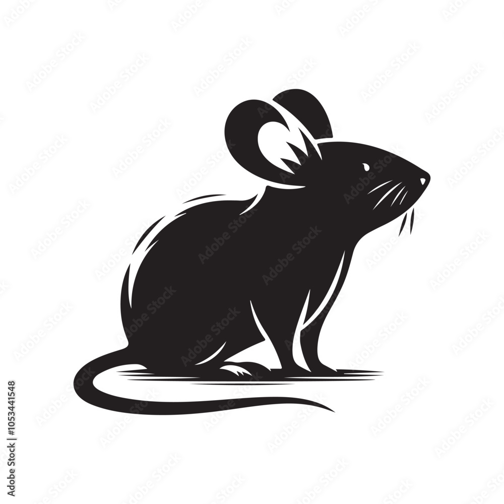 Fototapeta premium Mouse Silhouette Vector Illustration on White Background.
