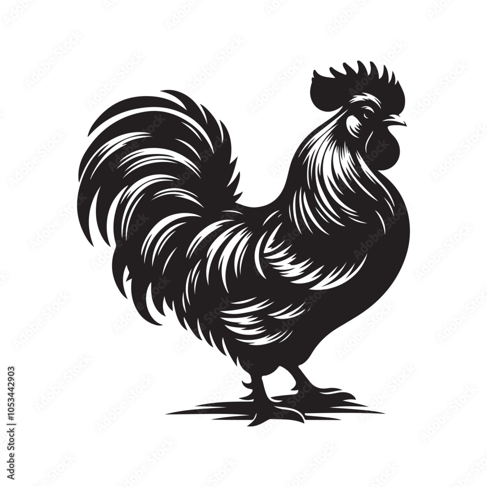 Chicken Line Art - Realistic Vector Outline on White. Chicken Line Art - Realistic Vector Outline on White.