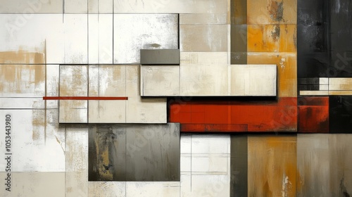 Intriguing composition of muted colors and complex textures.