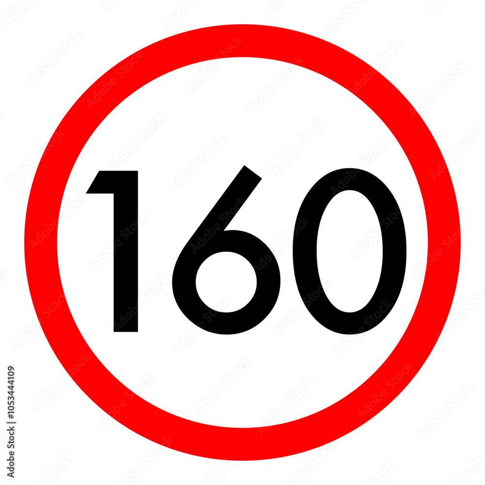 Speed limit 160 round road traffic icon Speed limit 160 round road traffic icon