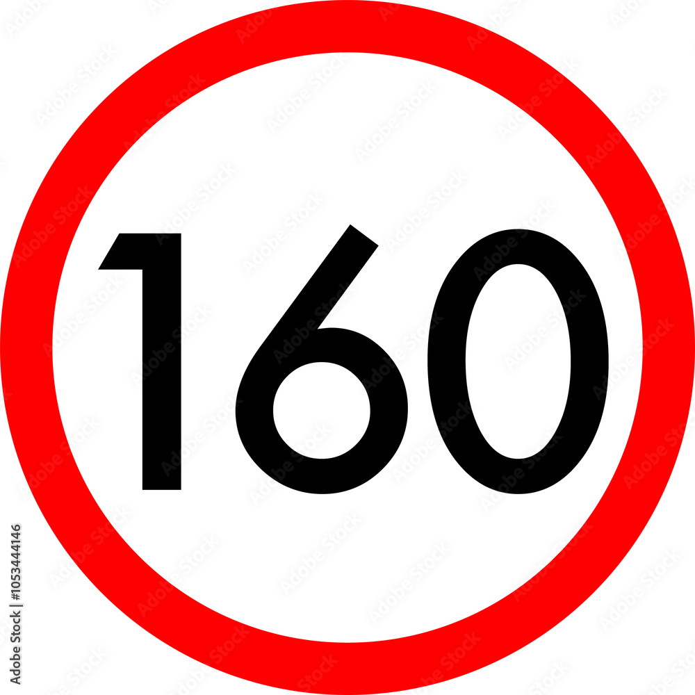 Speed limit 160 round road traffic icon Speed limit 160 round road traffic icon