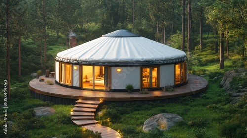 Modern yurt with innovative features.