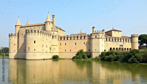  Elegant castle by serene lake timeless beauty