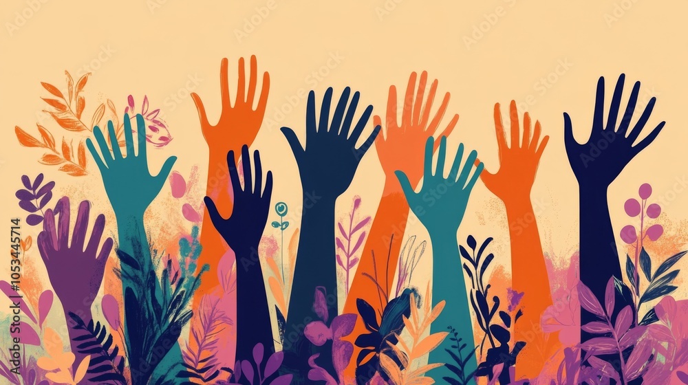 Celebrating diversity through a collection of colorful hands.