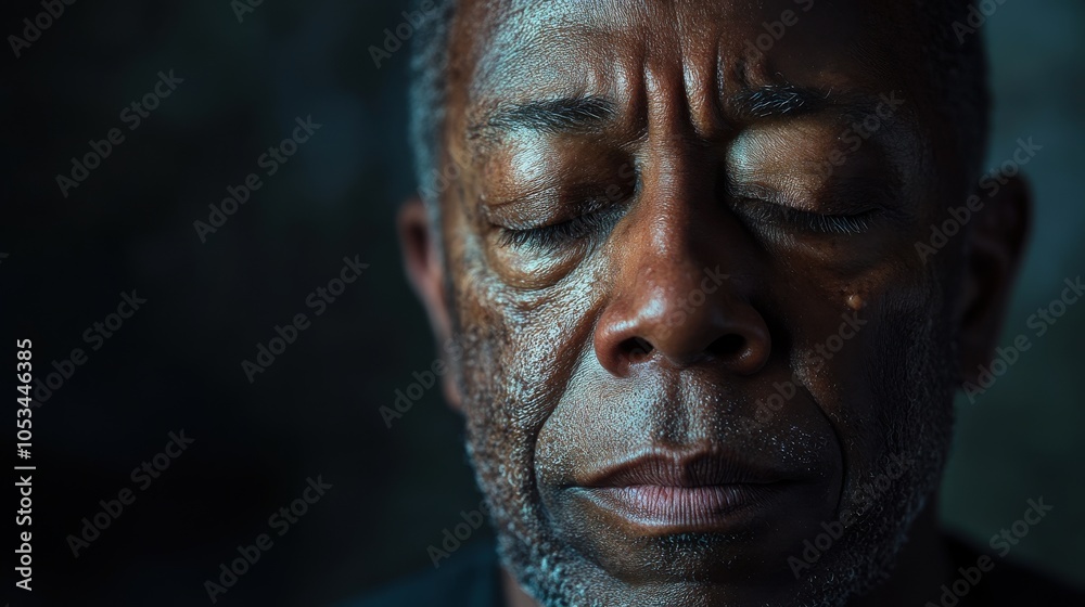 A man with a wise demeanor reflects on life as soft shadows emphasize his features. His downcast eyes evoke nostalgia, creating a profound, introspective atmosphere filled with experience. A man with a wise demeanor reflects on life as soft shadows emphasize his features. His downcast eyes evoke nostalgia, creating a profound, introspective atmosphere filled with experience.