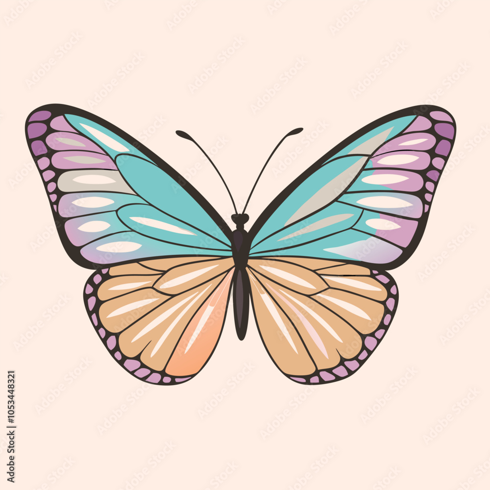 Butterfly blue light insect icon on a isolated white background