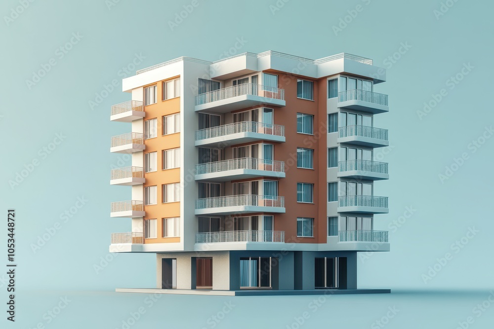 A tall building with balconies and windows A tall building with balconies and windows