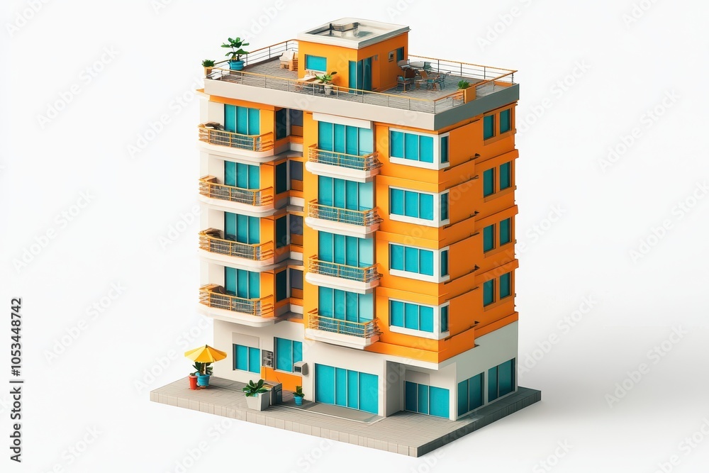 A tall building with balconies and windows A tall building with balconies and windows