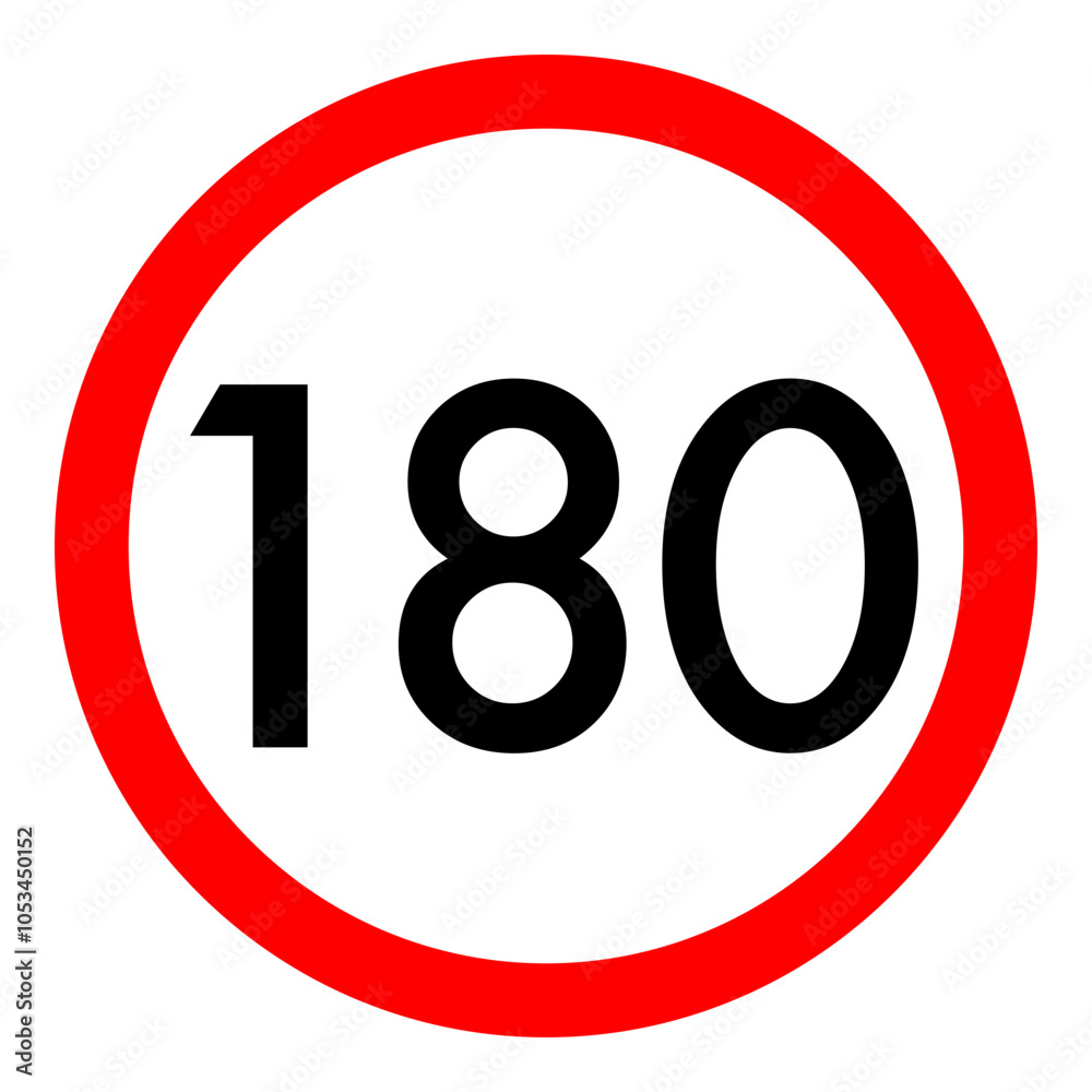 Speed limit 180 round road traffic icon Speed limit 180 round road traffic icon