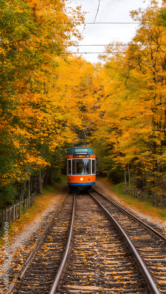 Fototapeta premium tram in the Autumn