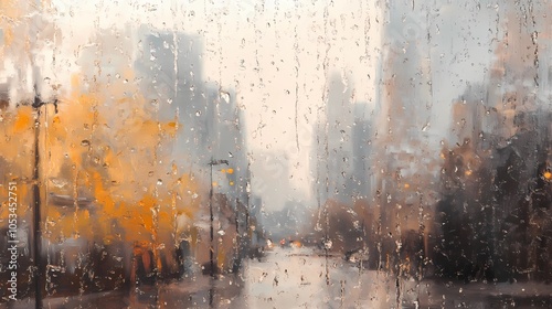 Warm-toned burlap curtain covers the window of a city apartment, hinting at a peaceful autumn view in the background