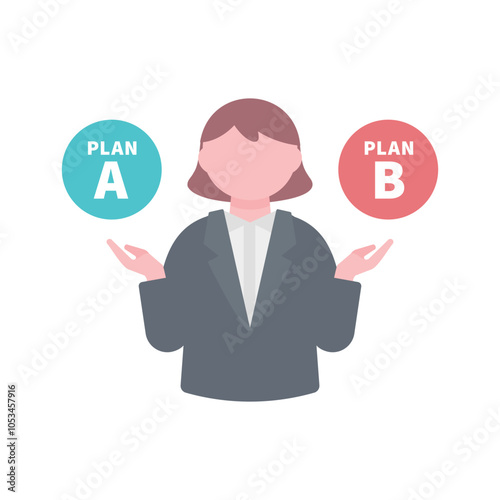 スーツを着た女性　AかBを掲示するイラスト素材