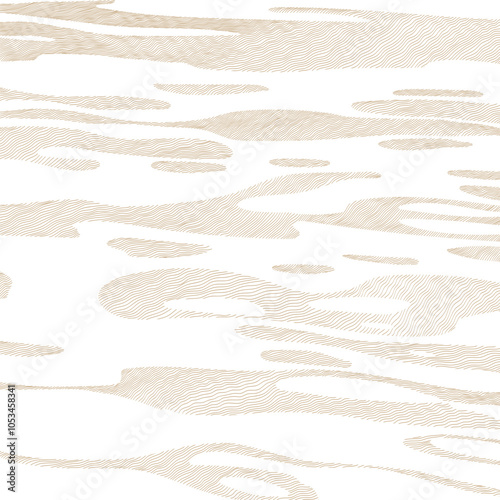 Abstract landscape background with white and brown or gold hand drawn line pattern vector. Ocean sea art with natural template. Banner design and wallpaper in vintage style.