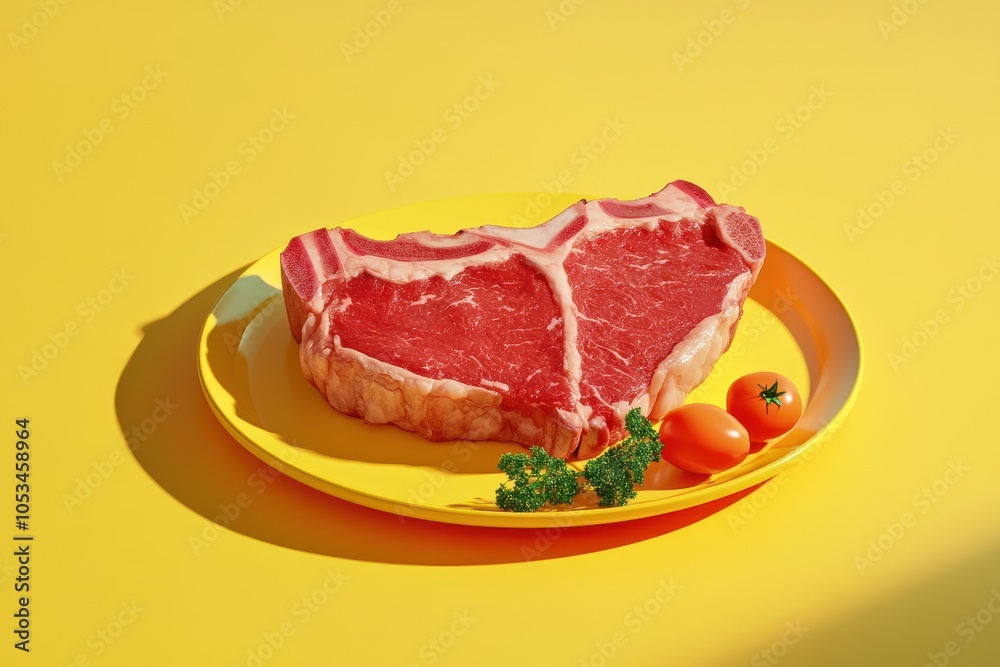 A plate with a piece of meat on it A plate with a piece of meat on it