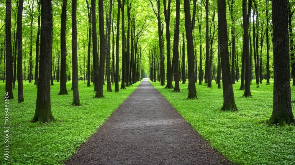 Obraz premium Forest Path Green Trees Nature Walk Summer Day Landscape Photography