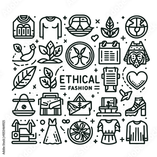 Ethical Fashion outline icon set