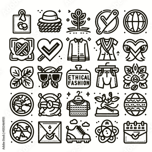 Ethical Fashion outline icon set