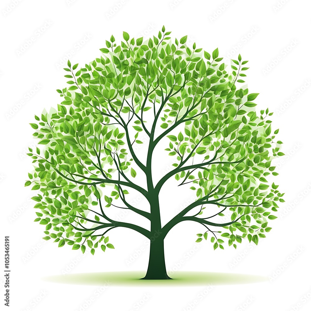Obraz premium A lush green tree with vector illustration
