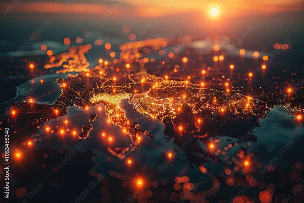 3D map world animated connections and data streams global business infrastructure 3D map world animated connections and data streams global business infrastructure