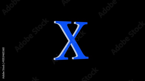 X letter logo loopable rotated blue color black background