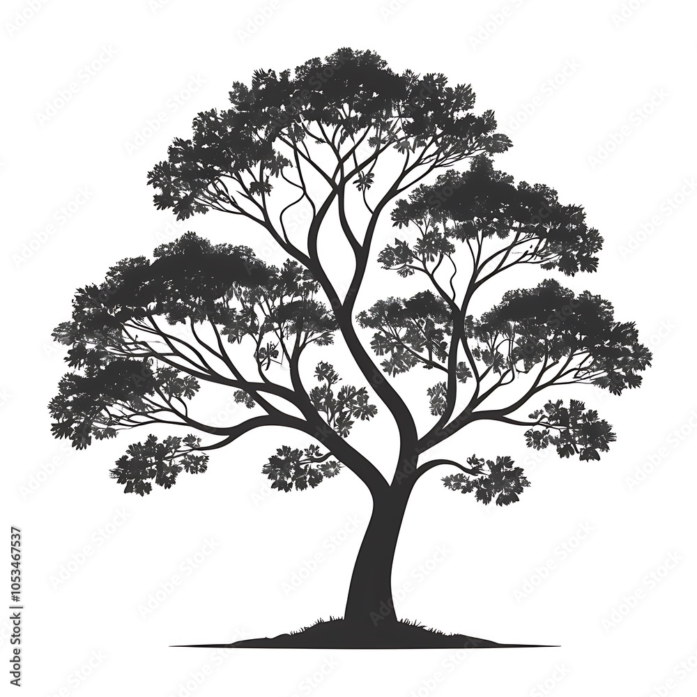 Silhouette tree on white background Silhouette tree on white background