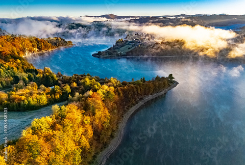 Fototapeta Naklejka Na Ścianę i Meble -  View of Lake Solina in Bieszczady Mountains, Poland