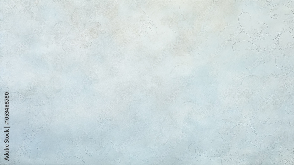 light blue soft pastel cool, delicate background with vintage floral wallpaper ornament on the wall copy space blank light blue soft pastel cool, delicate background with vintage floral wallpaper ornament on the wall copy space blank