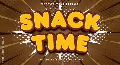 Snack Time 3D editable text effect Template Suitable for food promotion