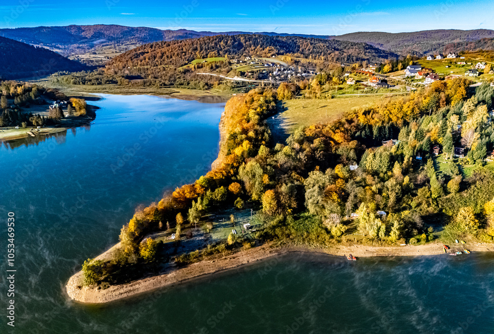 Fototapeta premium View of Lake Solina in Bieszczady Mountains, Poland