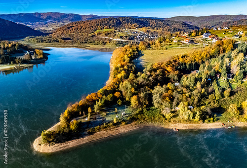 Fototapeta Naklejka Na Ścianę i Meble -  View of Lake Solina in Bieszczady Mountains, Poland