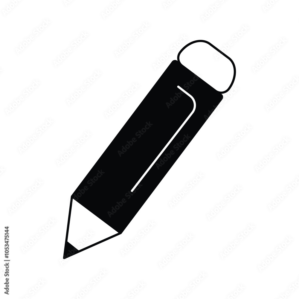 pencil glyph icon with white background vector stock illustration pencil glyph icon with white background vector stock illustration