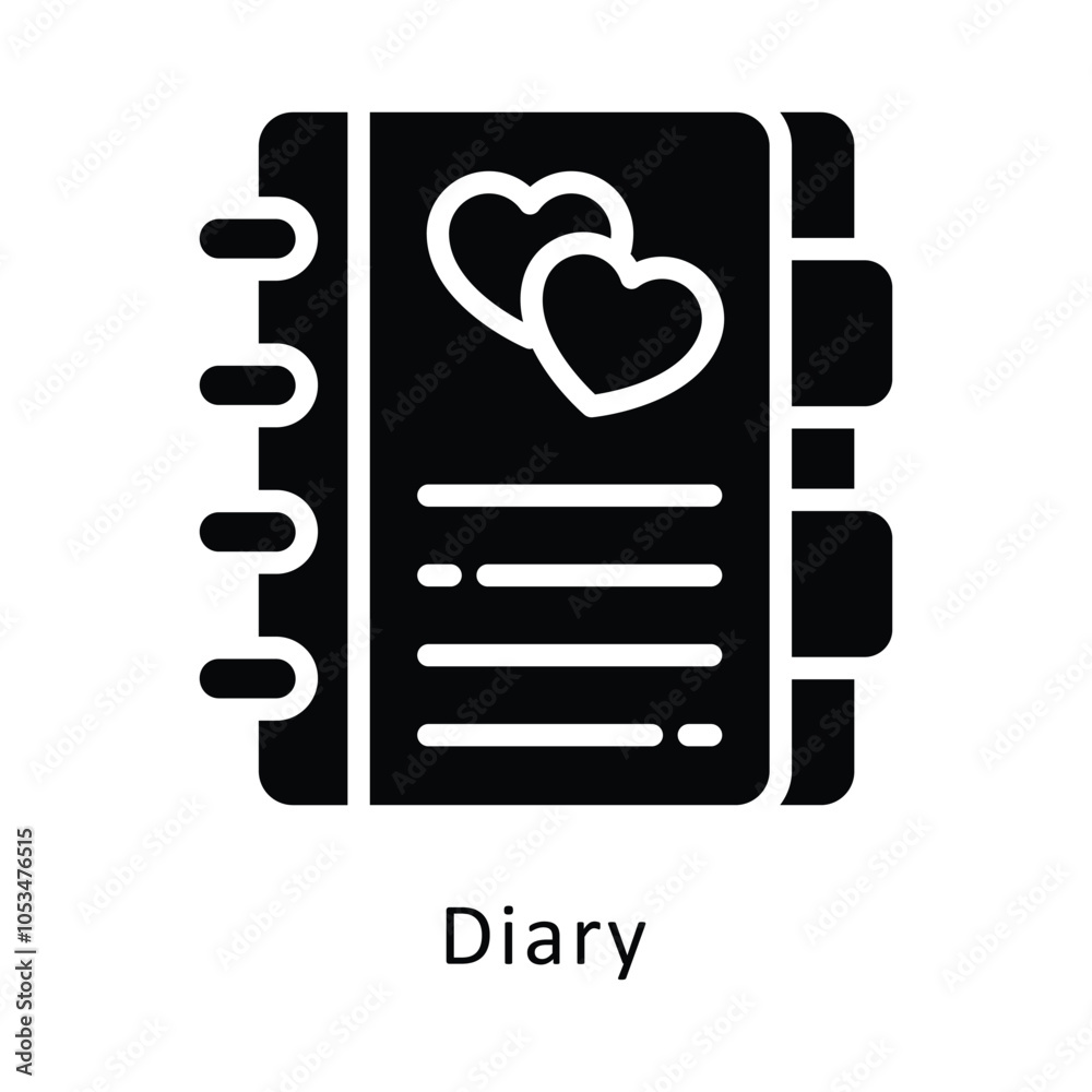 Diary vector Gylph Design icon. Winter Travelling Symbol on White background EPS 10 File Diary vector Gylph Design icon. Winter Travelling Symbol on White background EPS 10 File