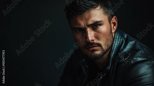 New Zealander man with a leather jacket, looking tough