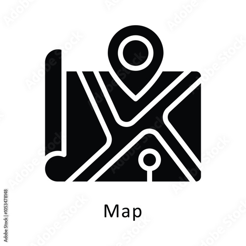 Map vector Gylph Design icon. Winter Travelling Symbol on White background EPS 10 File