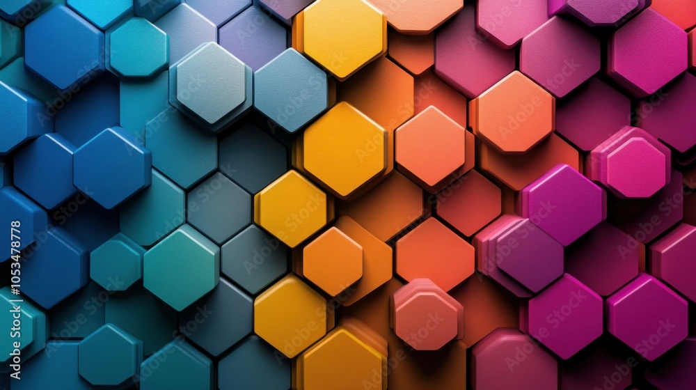 Overlapping colorful hexagons Overlapping colorful hexagons