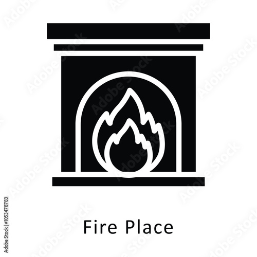 Fire Place  vector Gylph Design icon. Winter Travelling Symbol on White background EPS 10 File