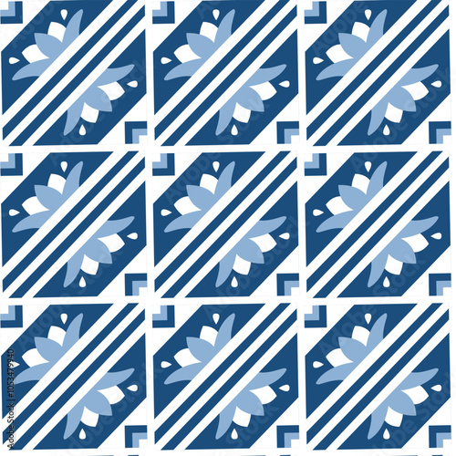 Mediterranean Floor tiles Seamless Vector Pattern Design