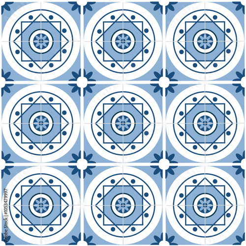 Mediterranean Floor tiles Seamless Vector Pattern Design