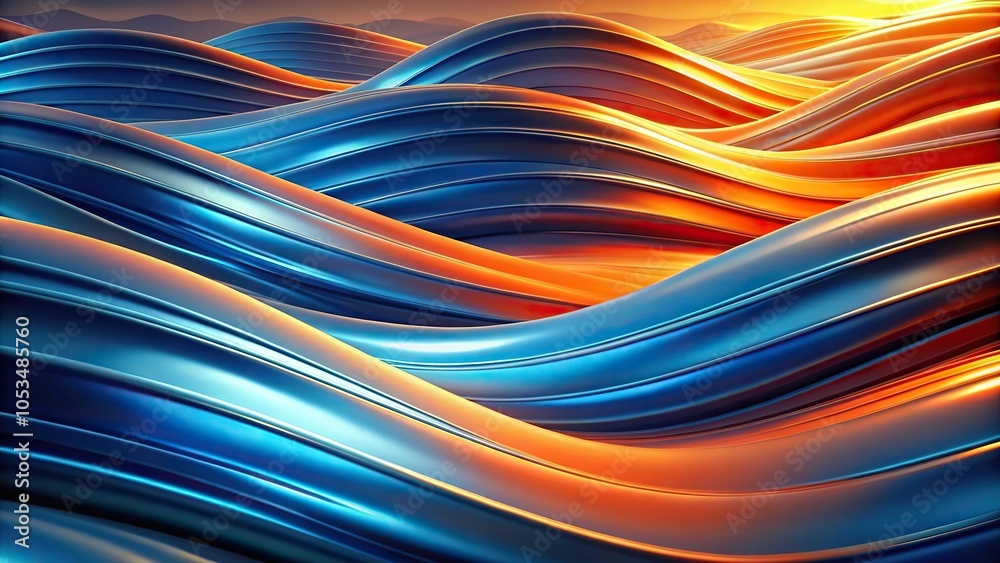 Wide-Angle abstraction of blue orange waves