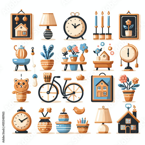Home Décor icon set vector