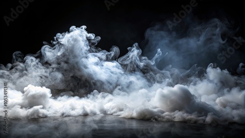 Ethereal Smoke Fog Misty Overlays on Black Background for Atmospheric Effects and Creative Projects