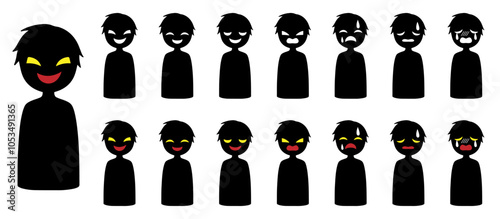 黒いシルエットの悪人イメージの素材セット