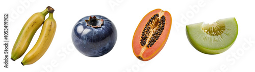 A group of fruits that are next to each other.