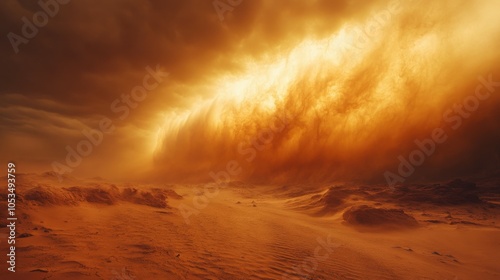 Powerful sandstorm engulfing a desert oasis, 4K hyperrealistic photo