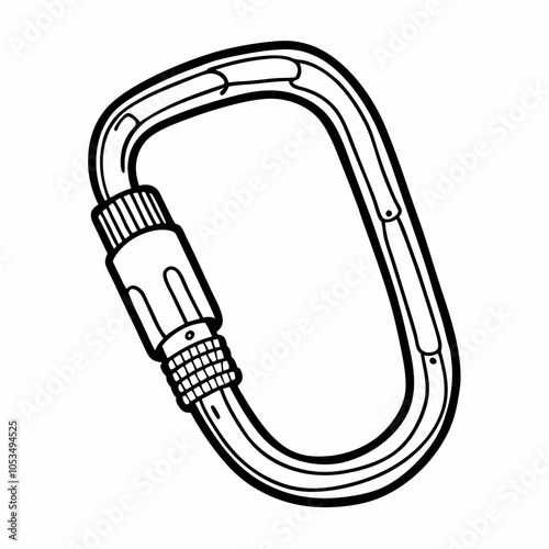 Vector Illustration of a Locking Carabiner Clip for Climbing Safety Gear Design