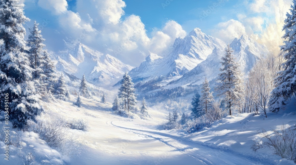 Fototapeta premium Snow-covered landscape