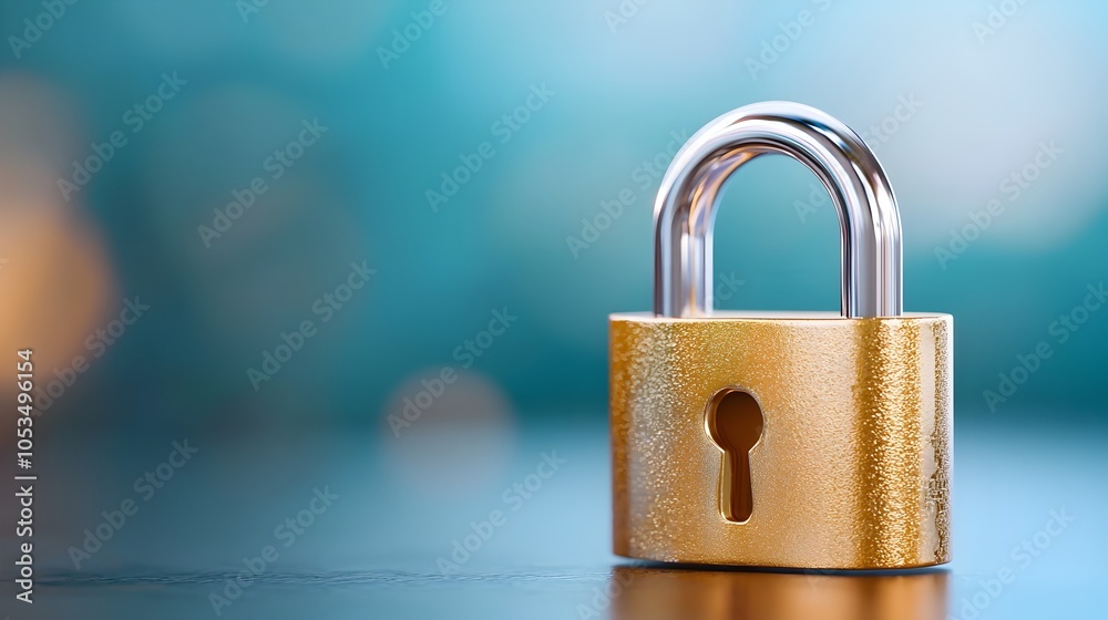 Fototapeta premium Miniature digital padlock securing online digital assets futuristic 3D depicting cyber security and data protection concept Locked device representing encrypted access private information