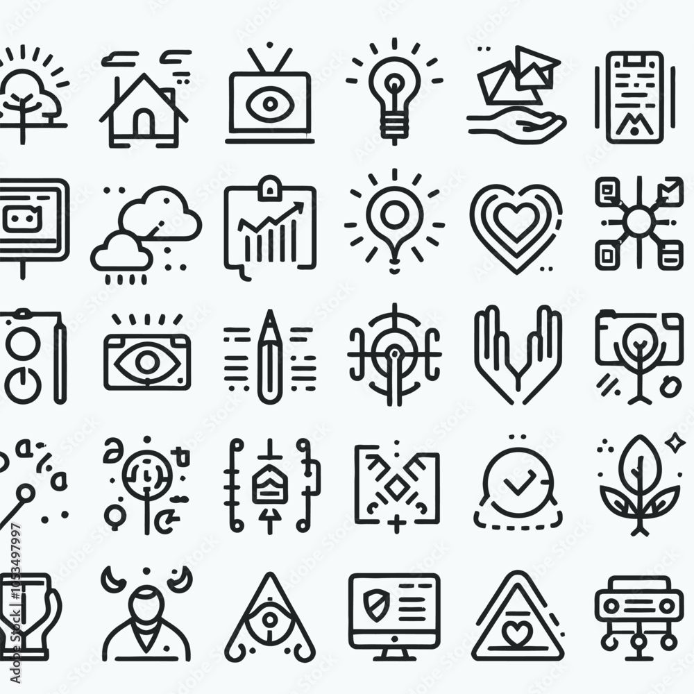 Fototapeta premium Minimalism element outline icon set