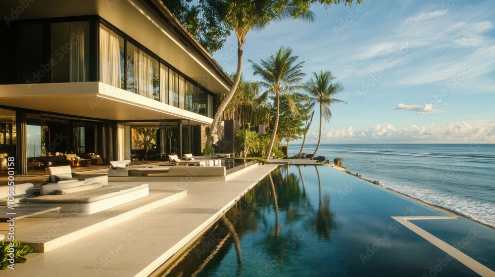 Fototapeta premium Stylish beach villa with advanced technology.